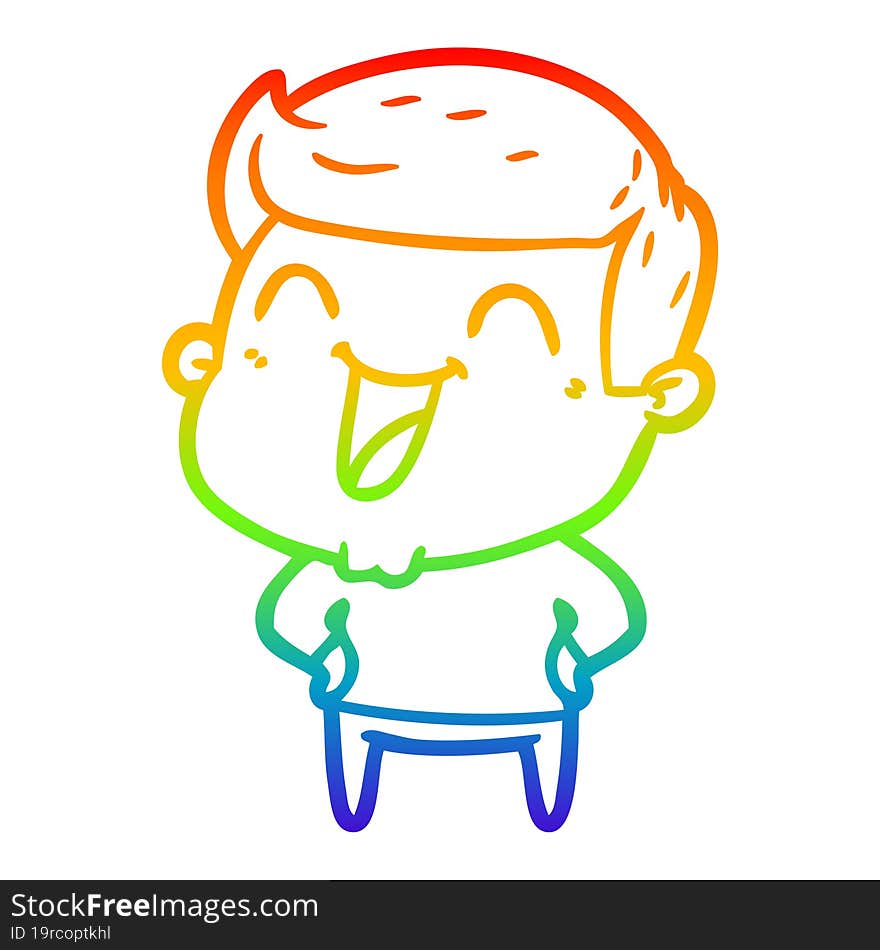 rainbow gradient line drawing of a cartoon man laughing