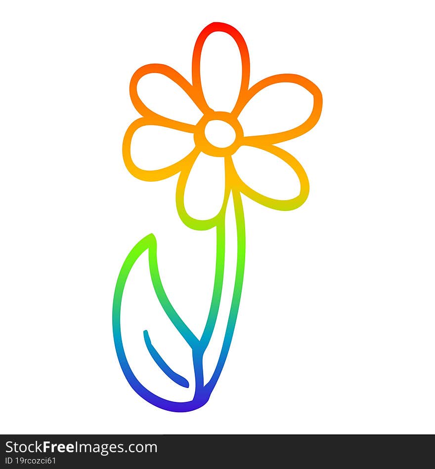 rainbow gradient line drawing cartoon single flower