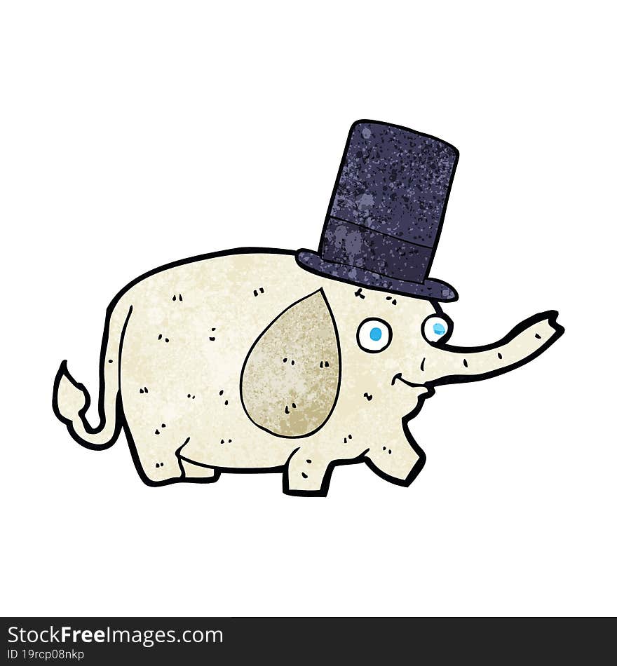 cartoon elephant wearing top hat