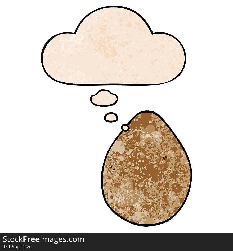 cartoon egg with thought bubble in grunge texture style. cartoon egg with thought bubble in grunge texture style