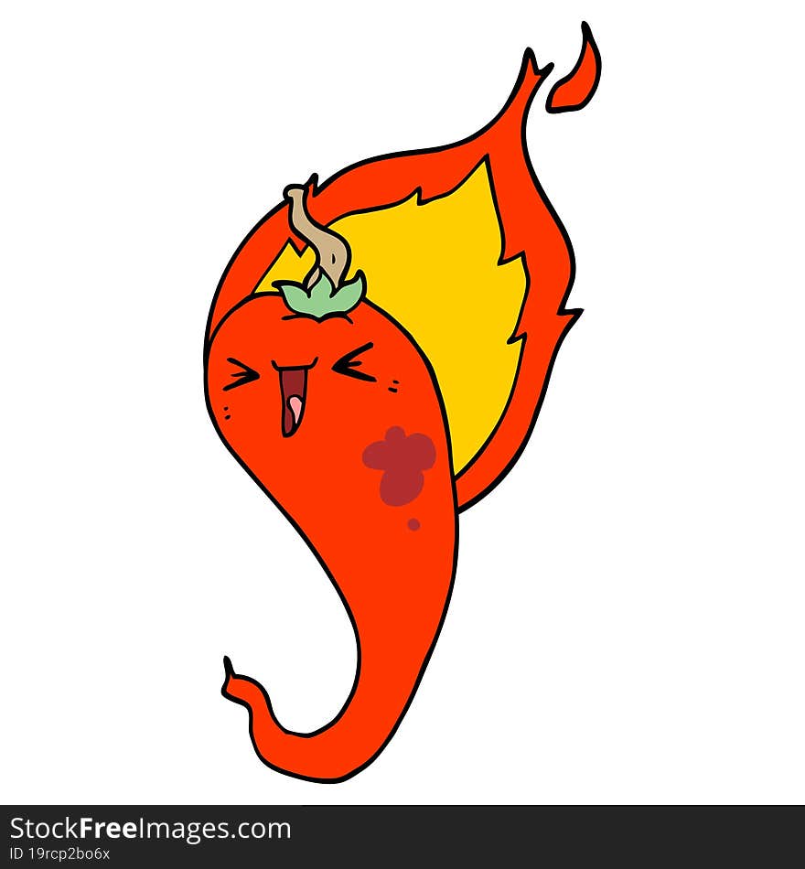 cartoon flaming hot chili pepper