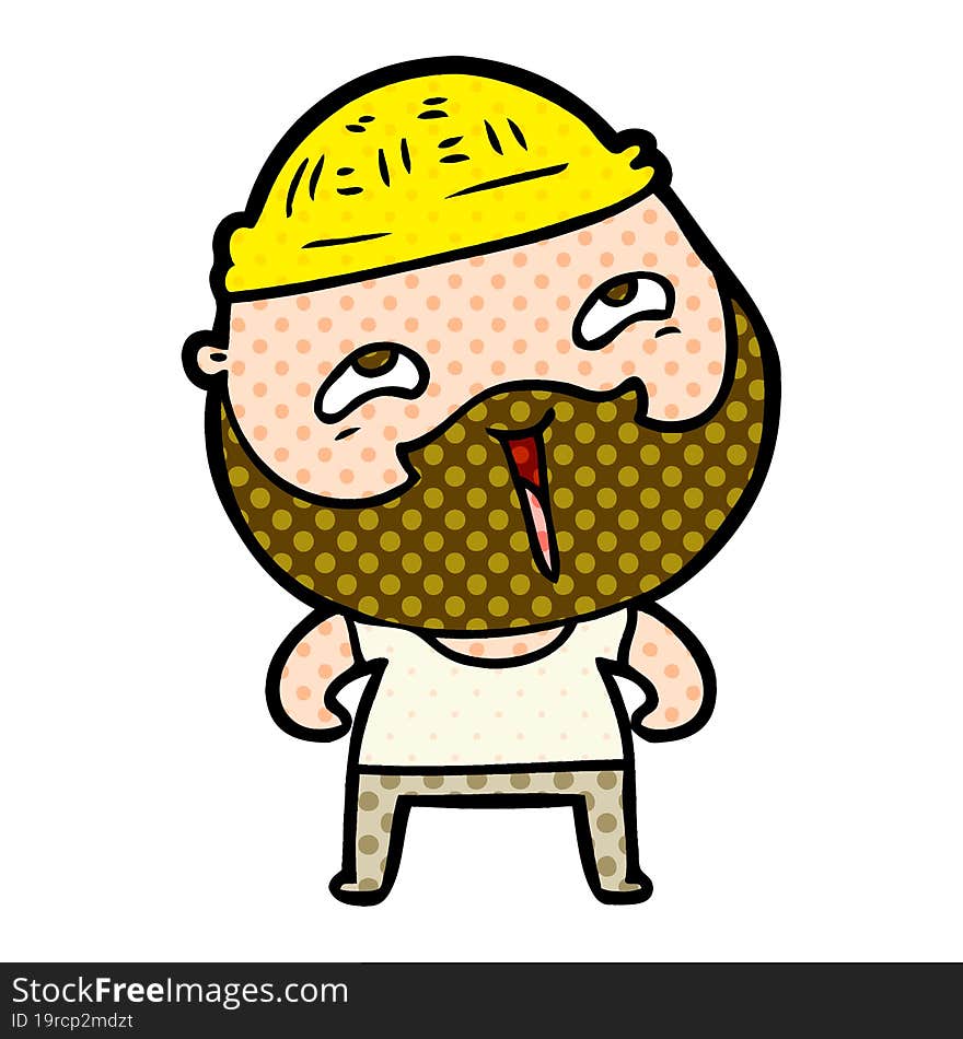 cartoon happy bearded man. cartoon happy bearded man