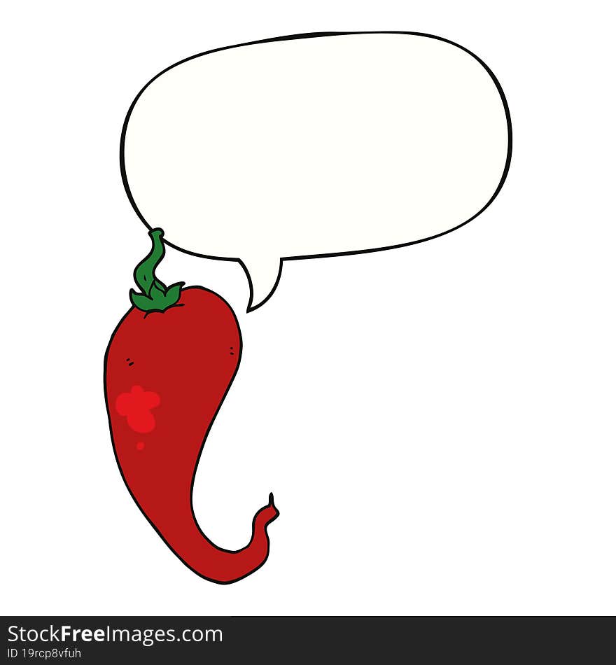 cartoon chili pepper and speech bubble