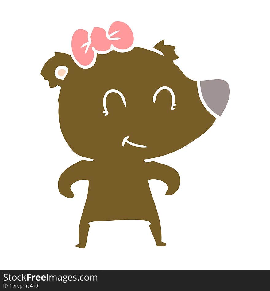 Female Bear Flat Color Style Cartoon