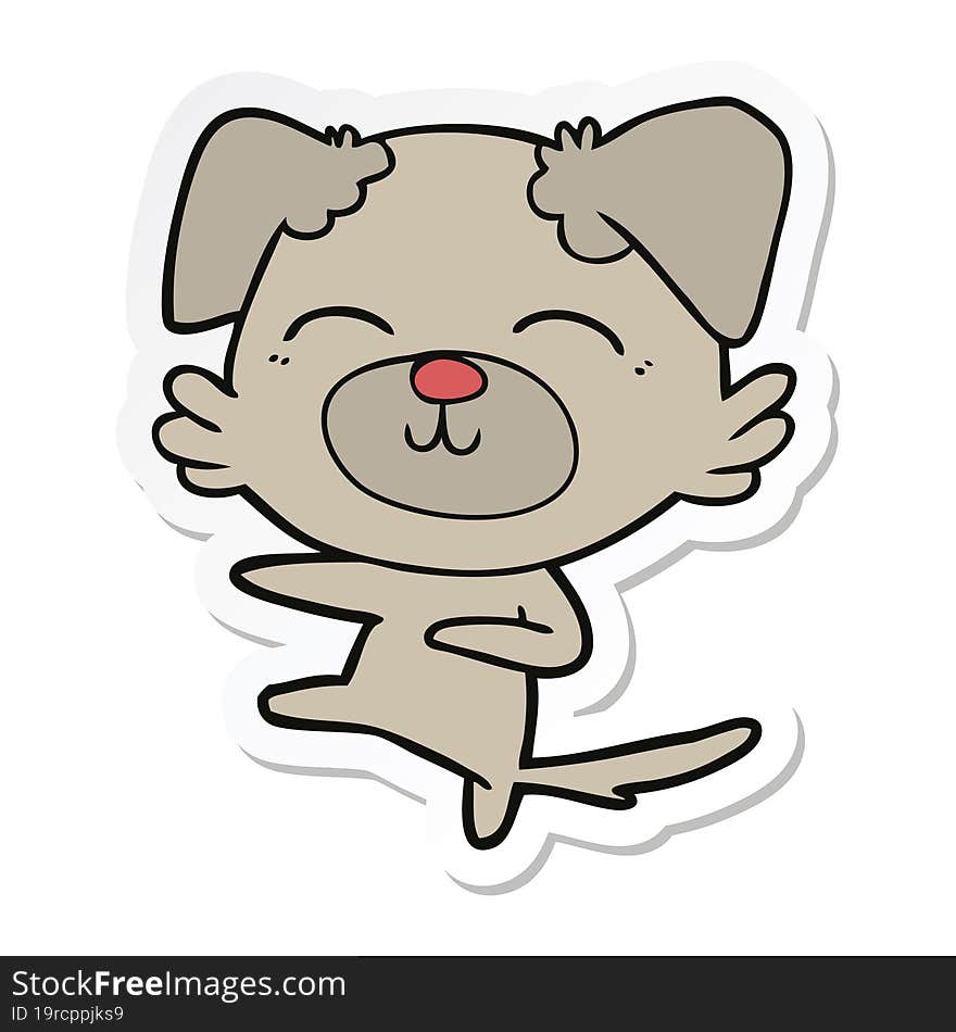 sticker of a cartoon dog kicking