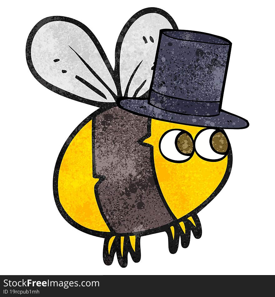 Textured Cartoon Bee In Top Hat