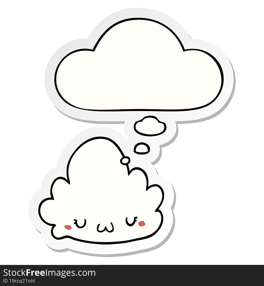 cute cartoon cloud and thought bubble as a printed sticker