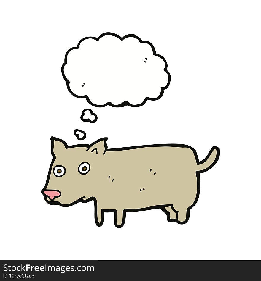 cartoon little dog with thought bubble