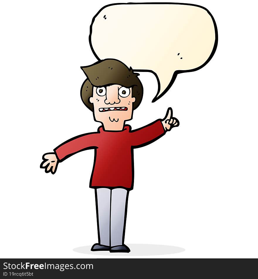 Cartoon Man Asking Question With Speech Bubble