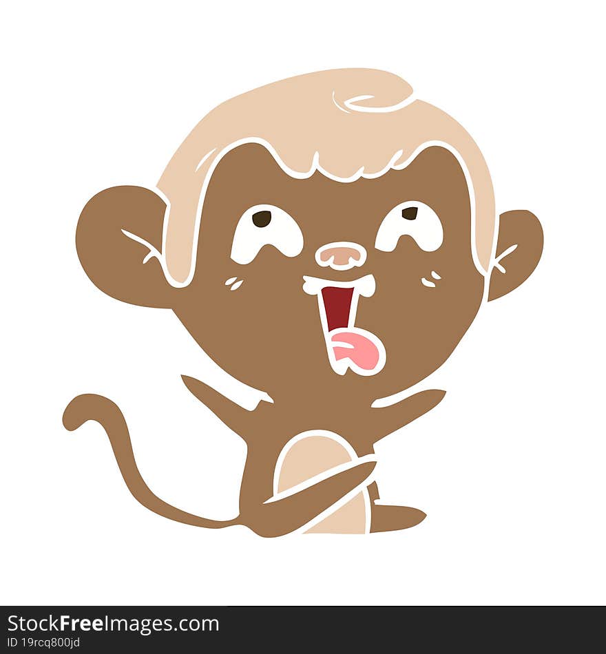 Crazy Flat Color Style Cartoon Monkey