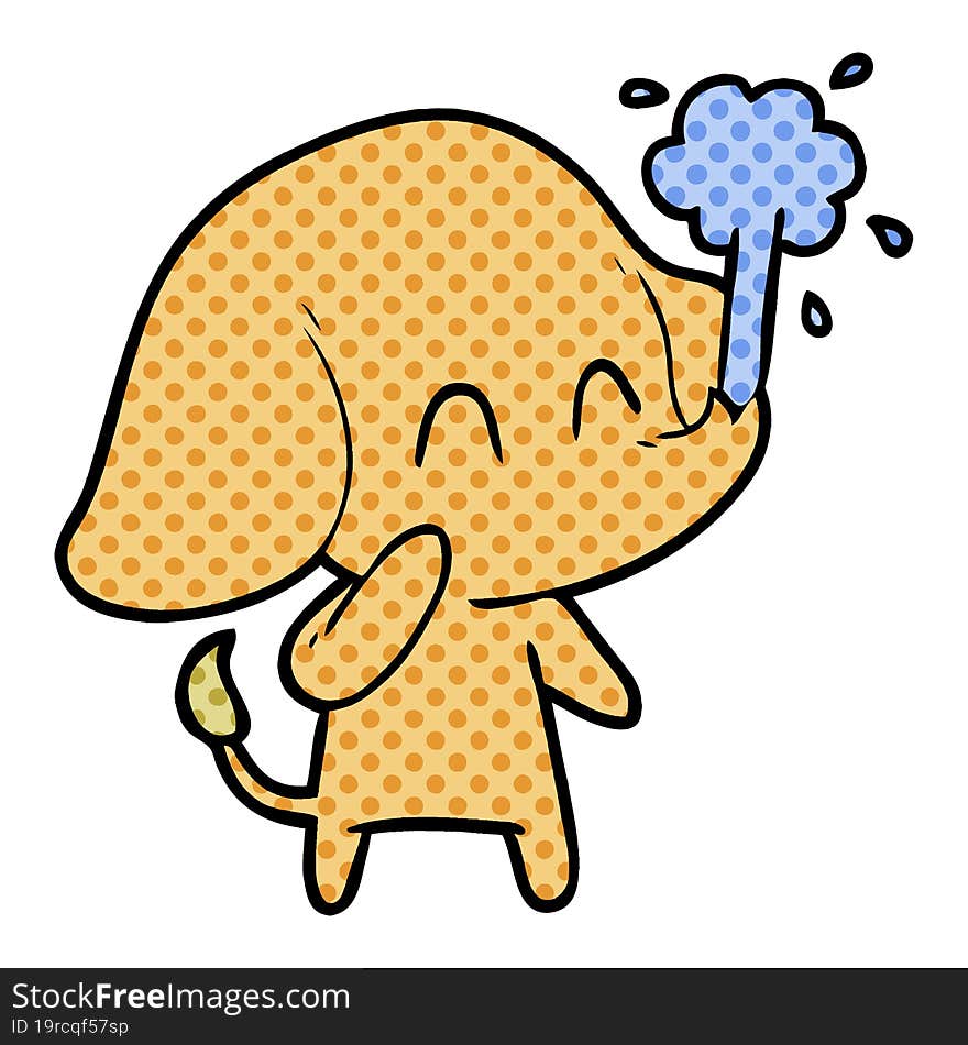 cute cartoon elephant spouting water. cute cartoon elephant spouting water