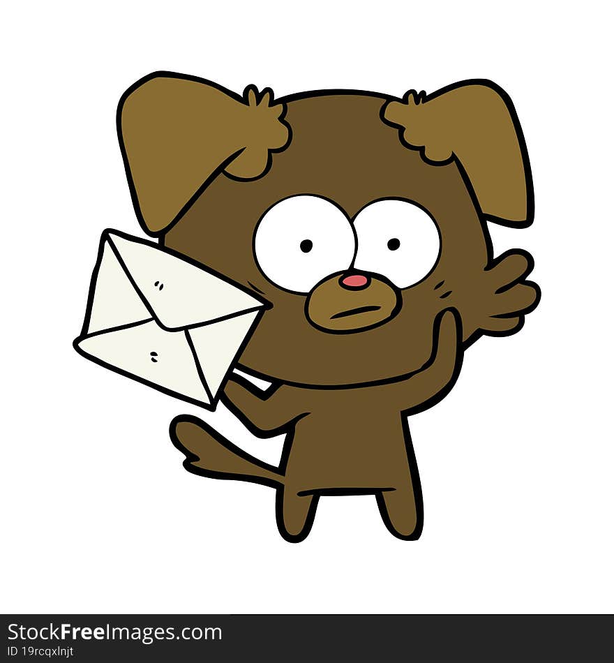 nervous dog cartoon with letter. nervous dog cartoon with letter