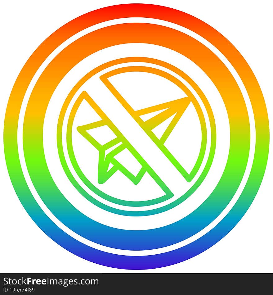 paper plane ban circular in rainbow spectrum