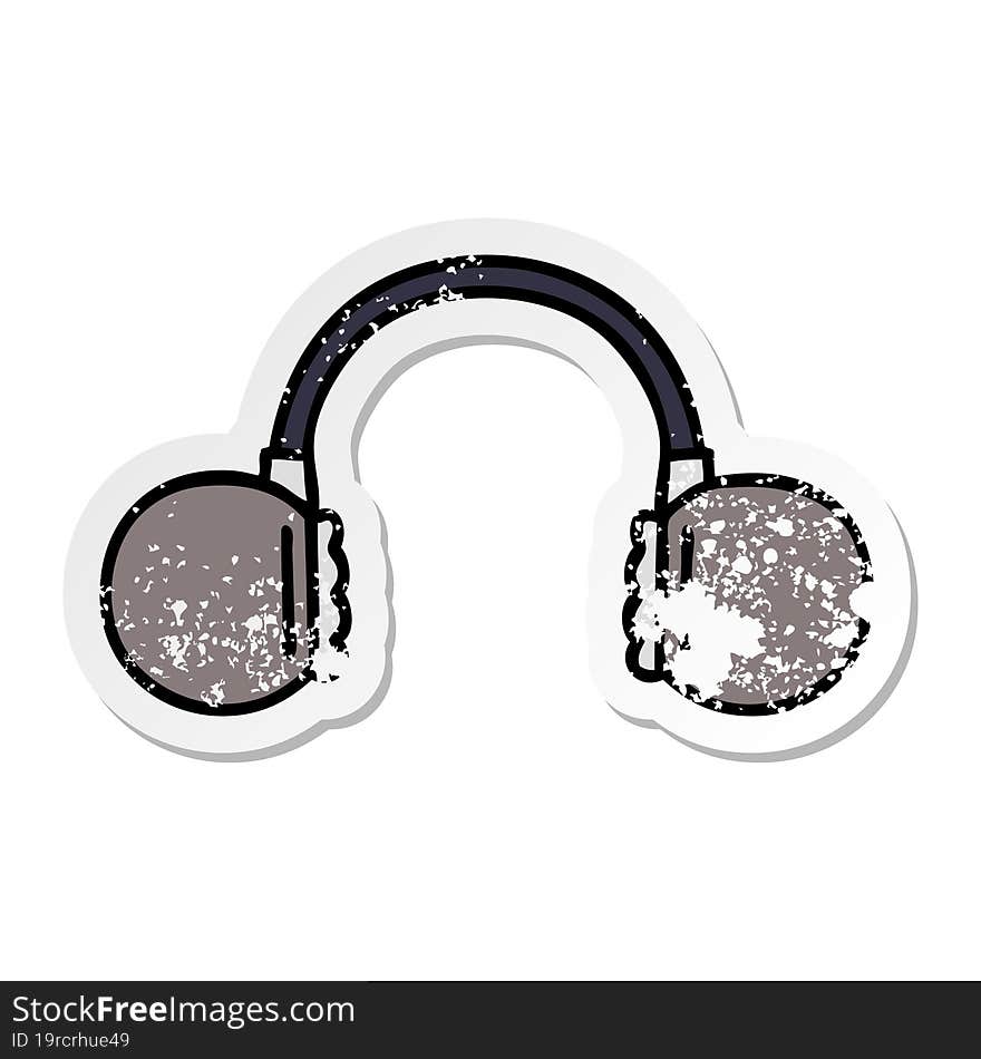 distressed sticker of a cute cartoon retro headphone