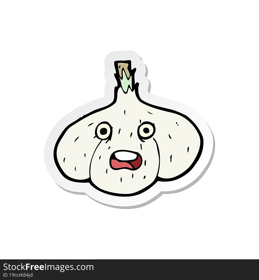 Sticker Of A Cartoon Garlic