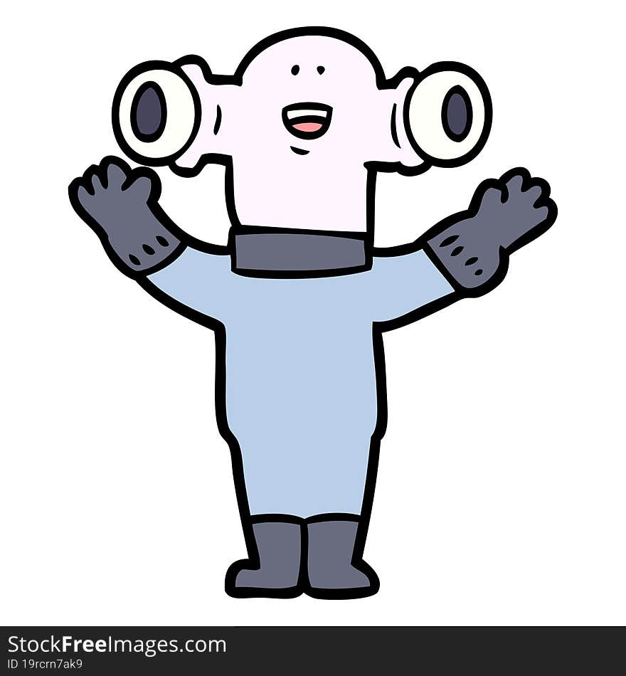 friendly cartoon alien waving. friendly cartoon alien waving