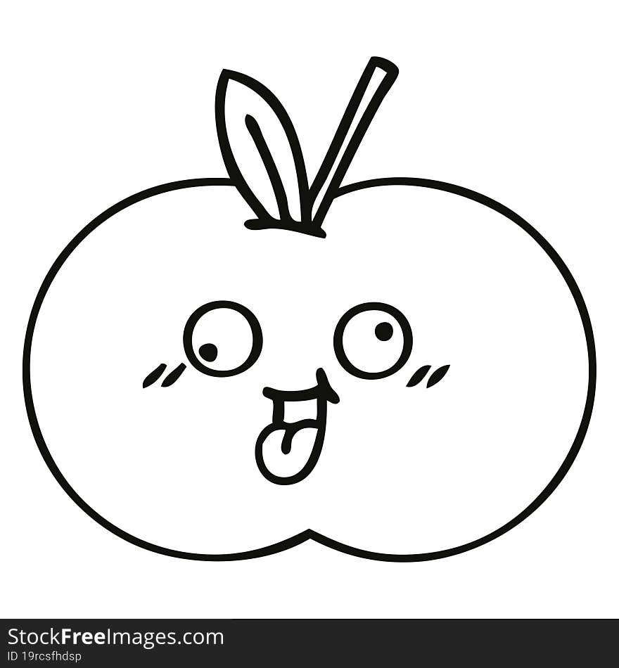 Line Drawing Cartoon Red Apple