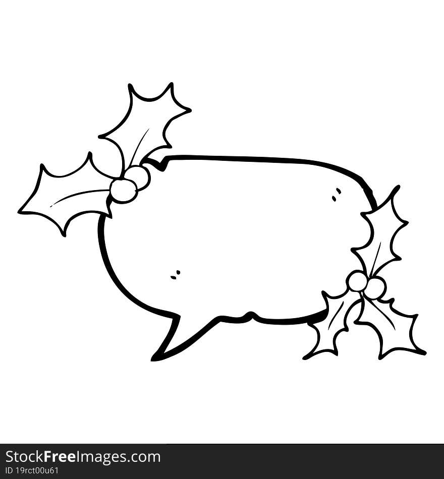 Speech Bubble Cartoon Christmas Holly