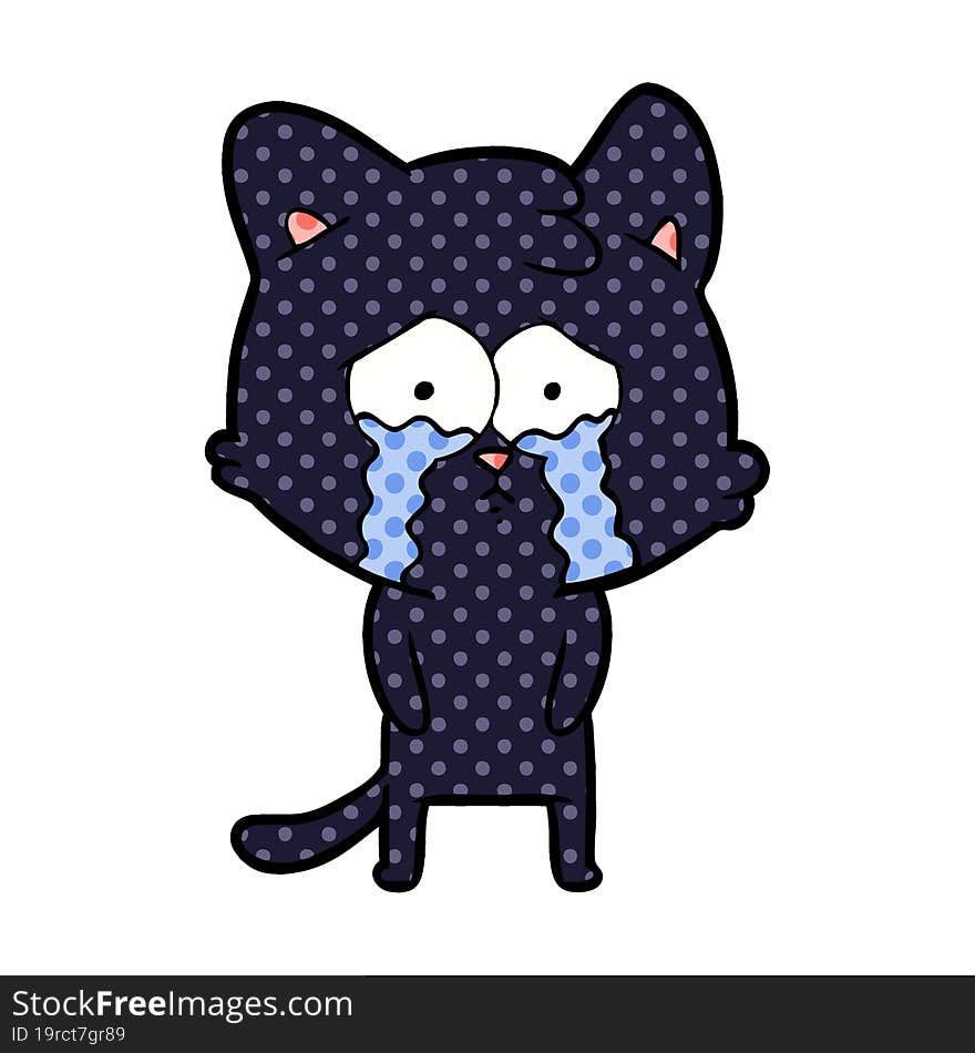 cartoon crying cat. cartoon crying cat