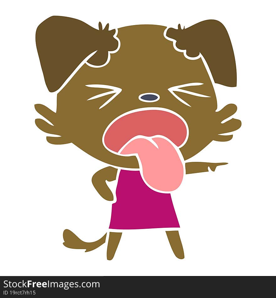 flat color style cartoon disgusted dog