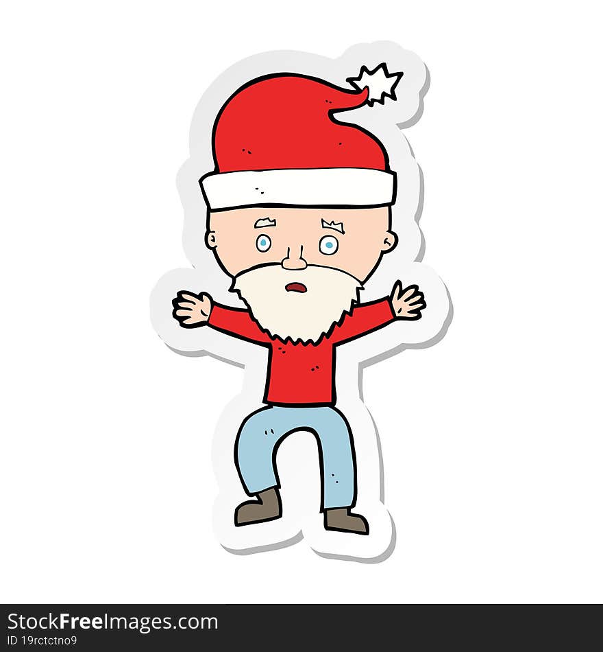 sticker of a cartoon man ready for christmas