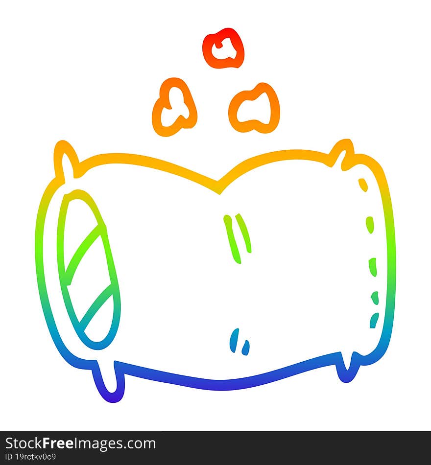 rainbow gradient line drawing cartoon fluffy pillow