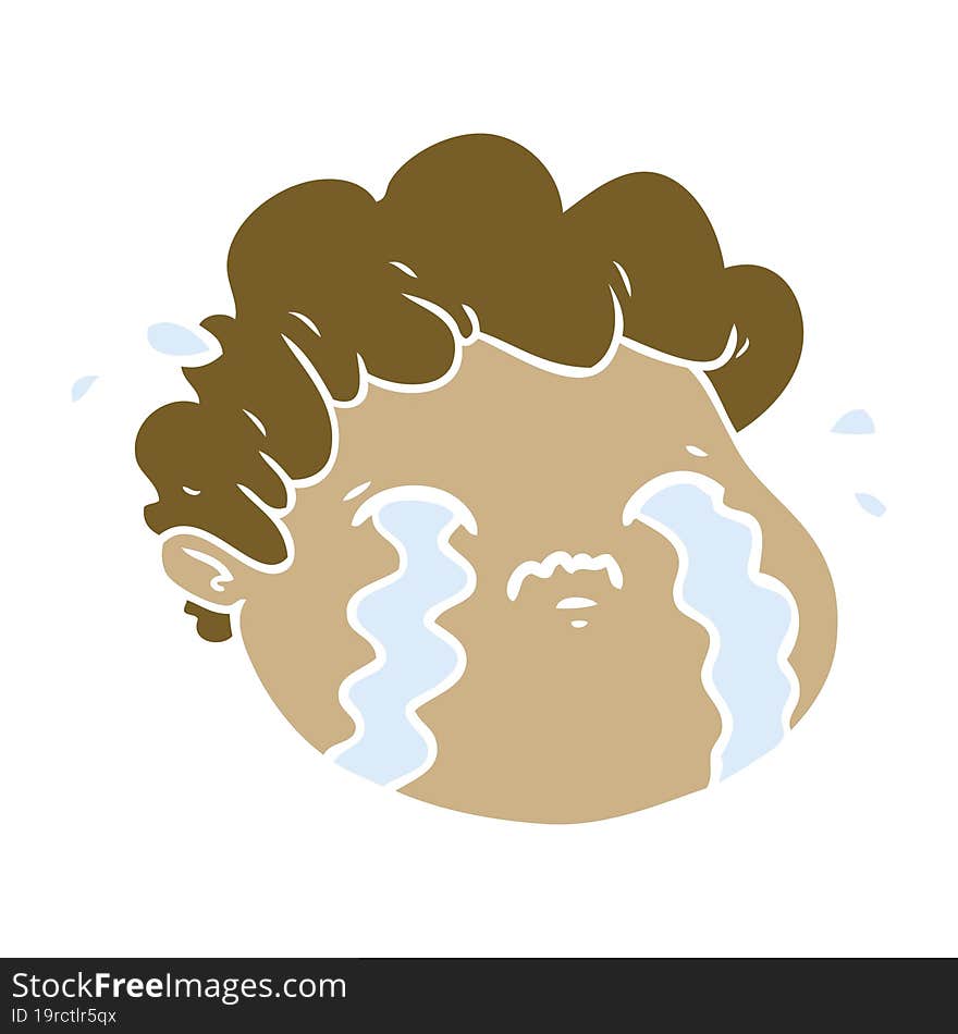 flat color style cartoon crying boy