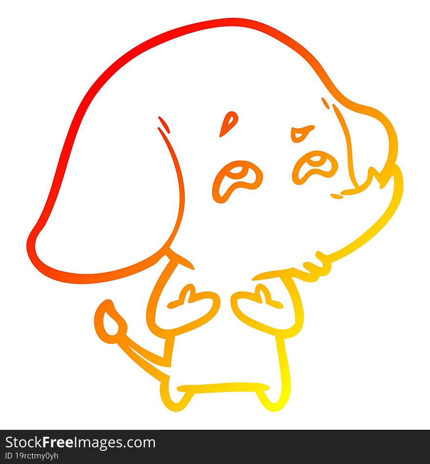 warm gradient line drawing cartoon elephant remembering