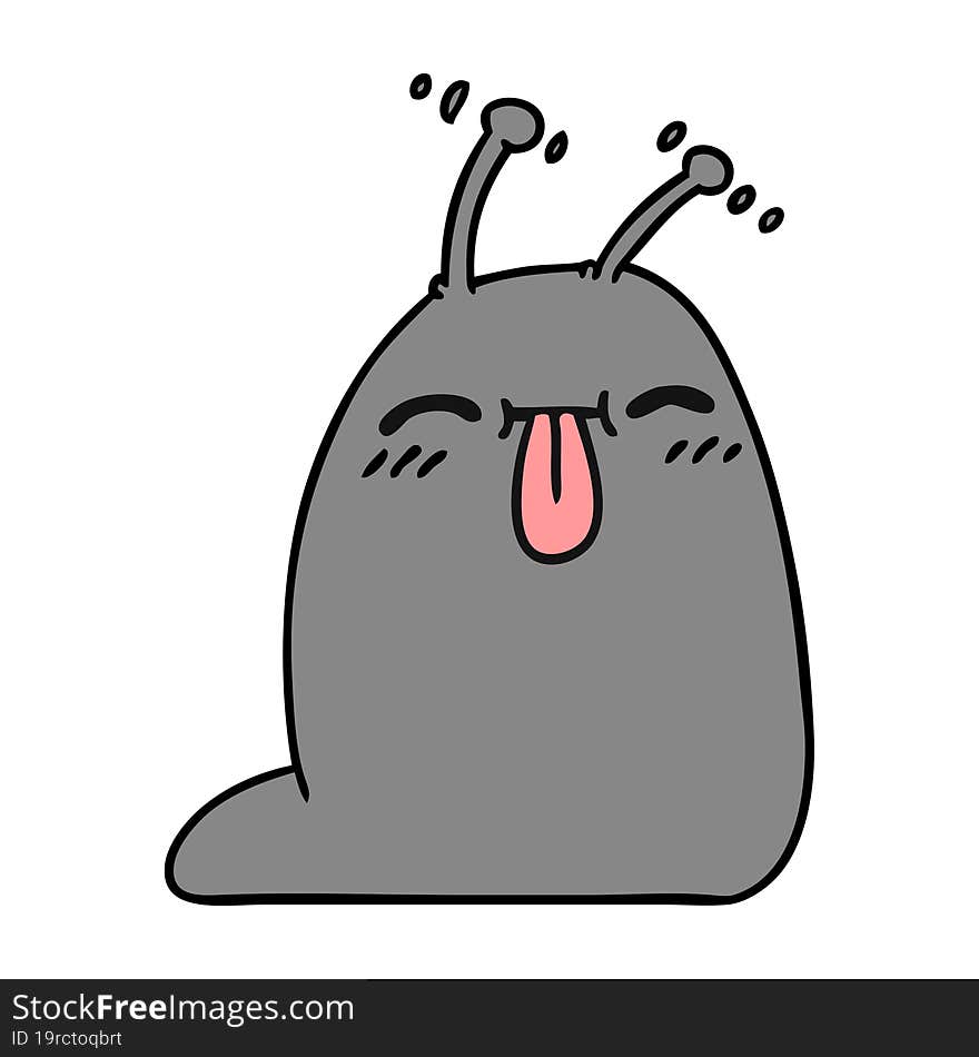 cartoon of a happy kawaii slug