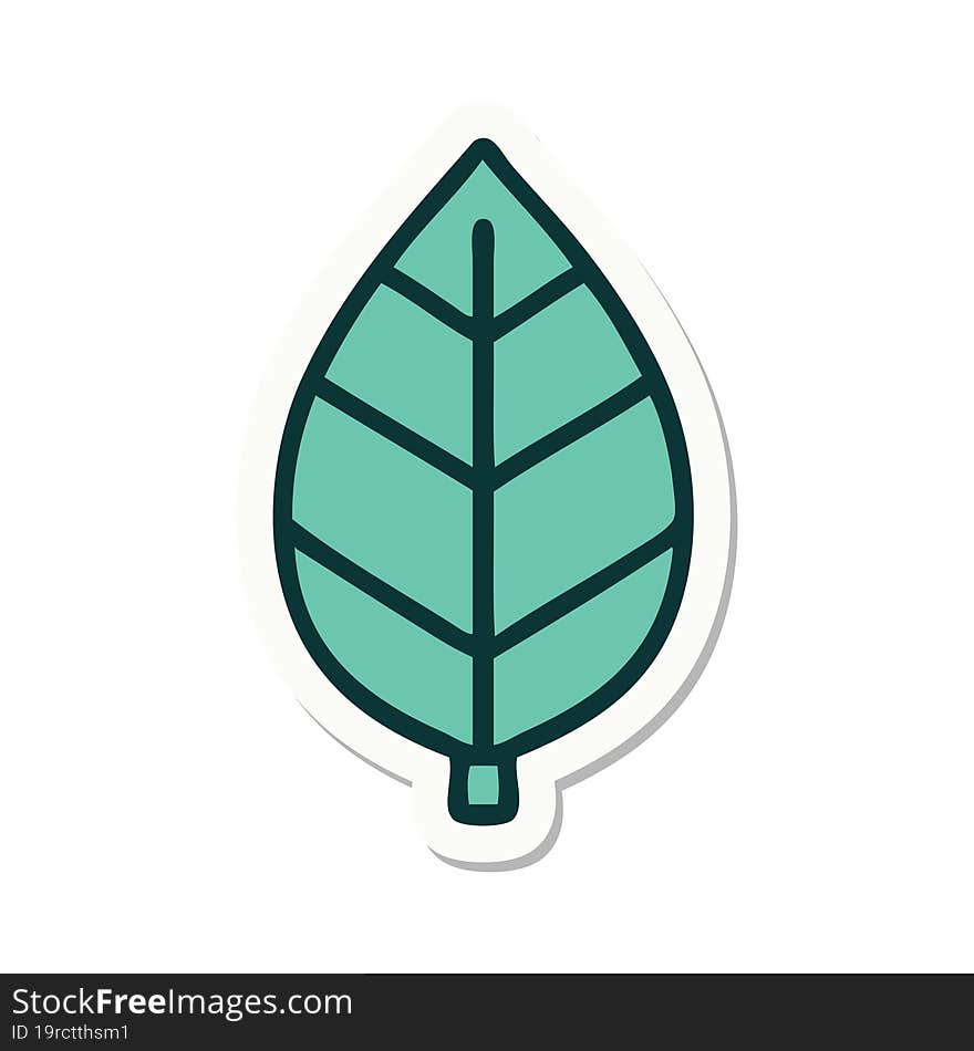 tattoo style sticker of a leaf