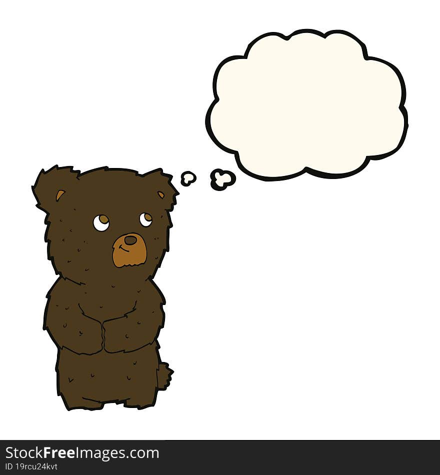 cartoon black bear cub with thought bubble