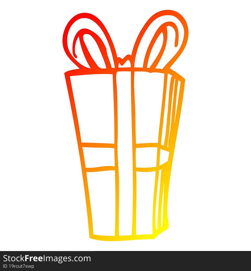 warm gradient line drawing cartoon wrapped present