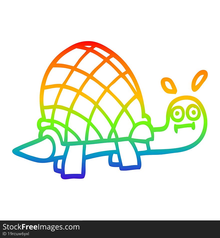 rainbow gradient line drawing cartoon funny tortoise