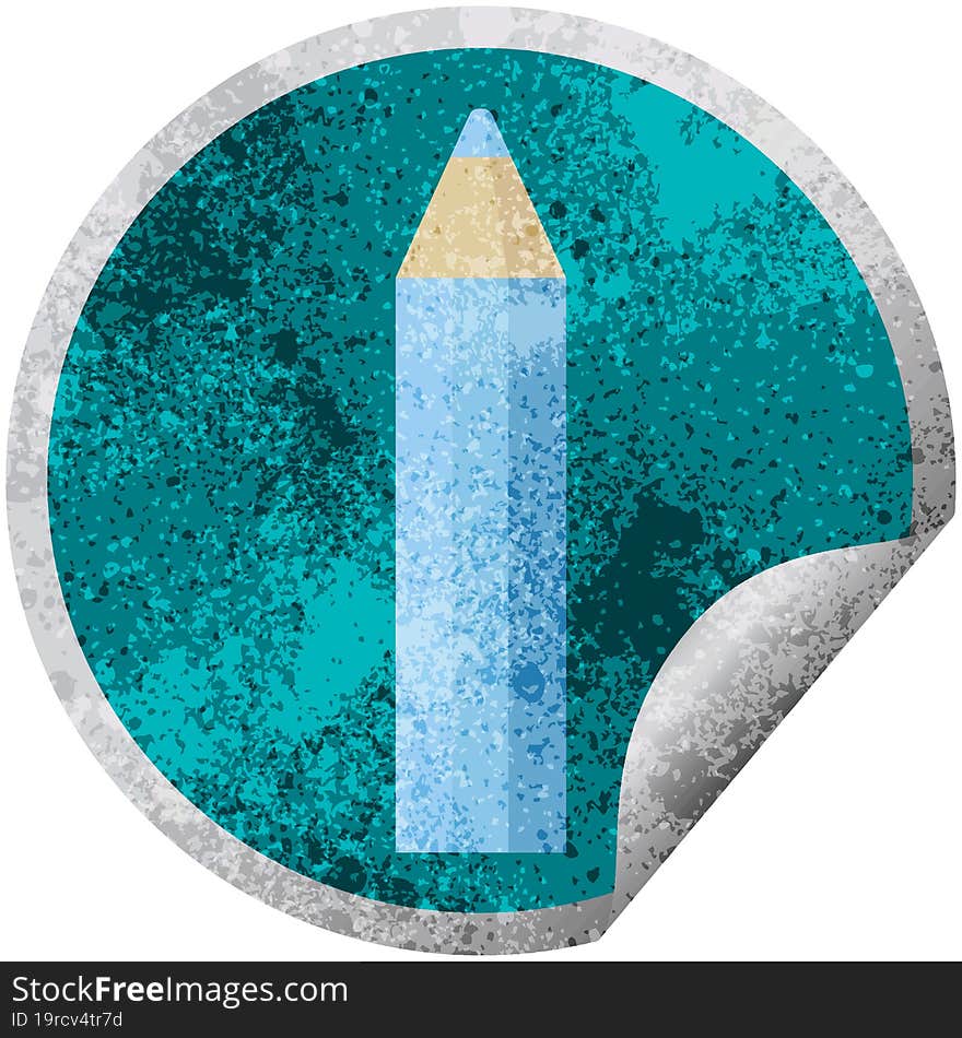 blue coloring pencil graphic circular sticker