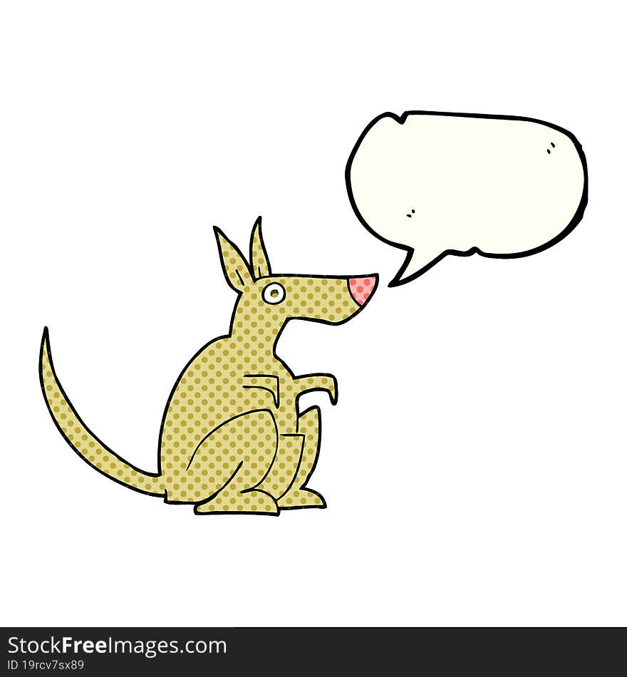 freehand drawn comic book speech bubble cartoon kangaroo