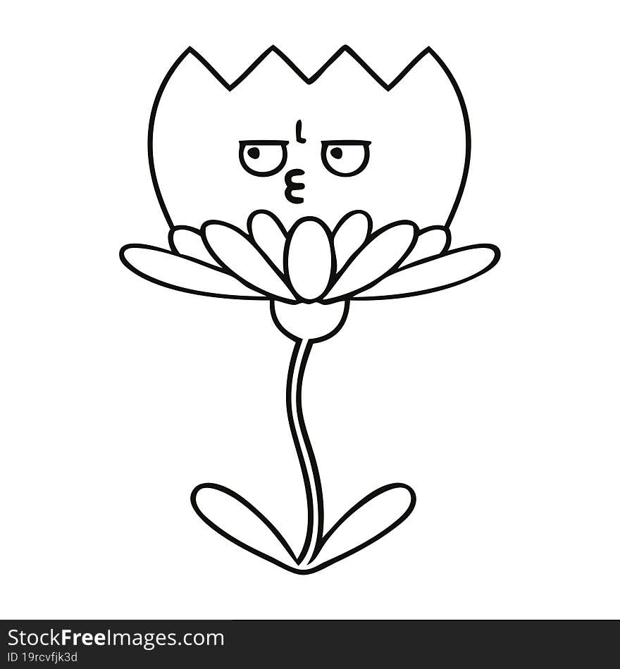 line drawing cartoon flower