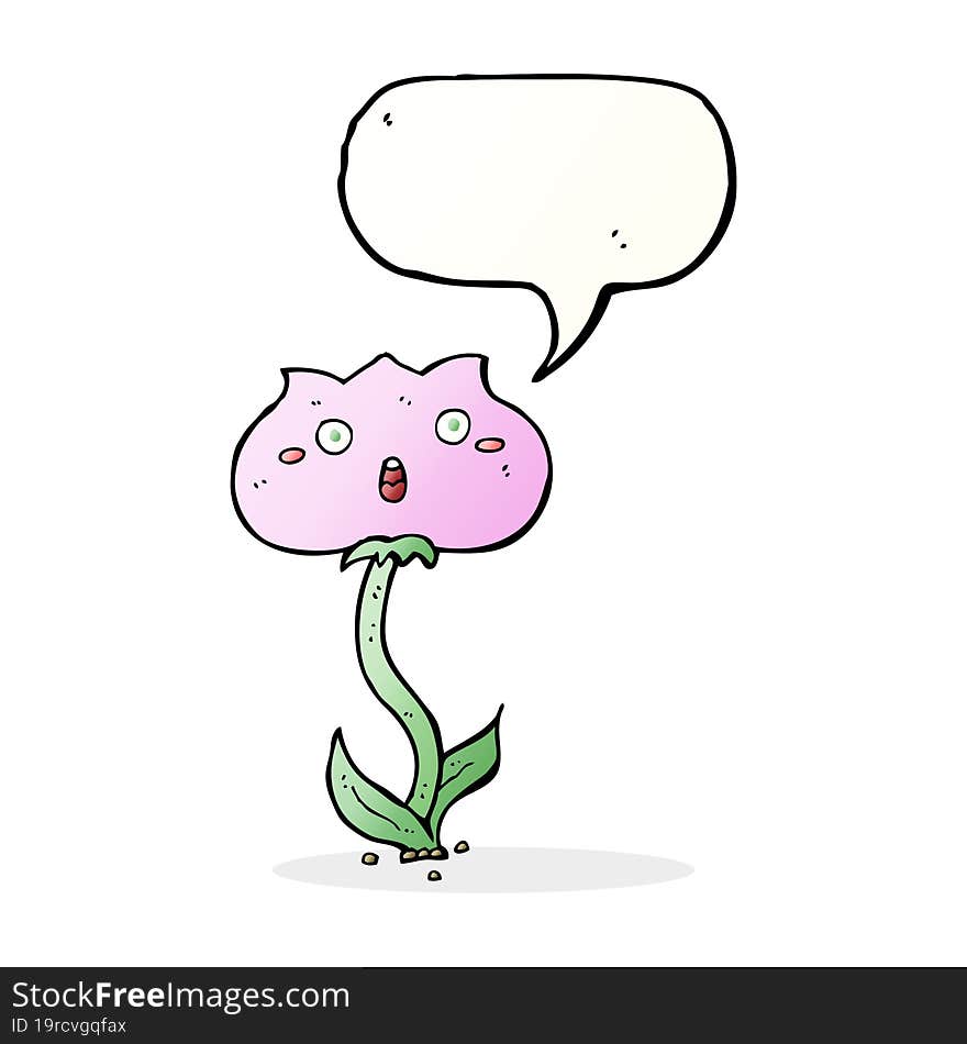 cartoon shocked flower with speech bubble