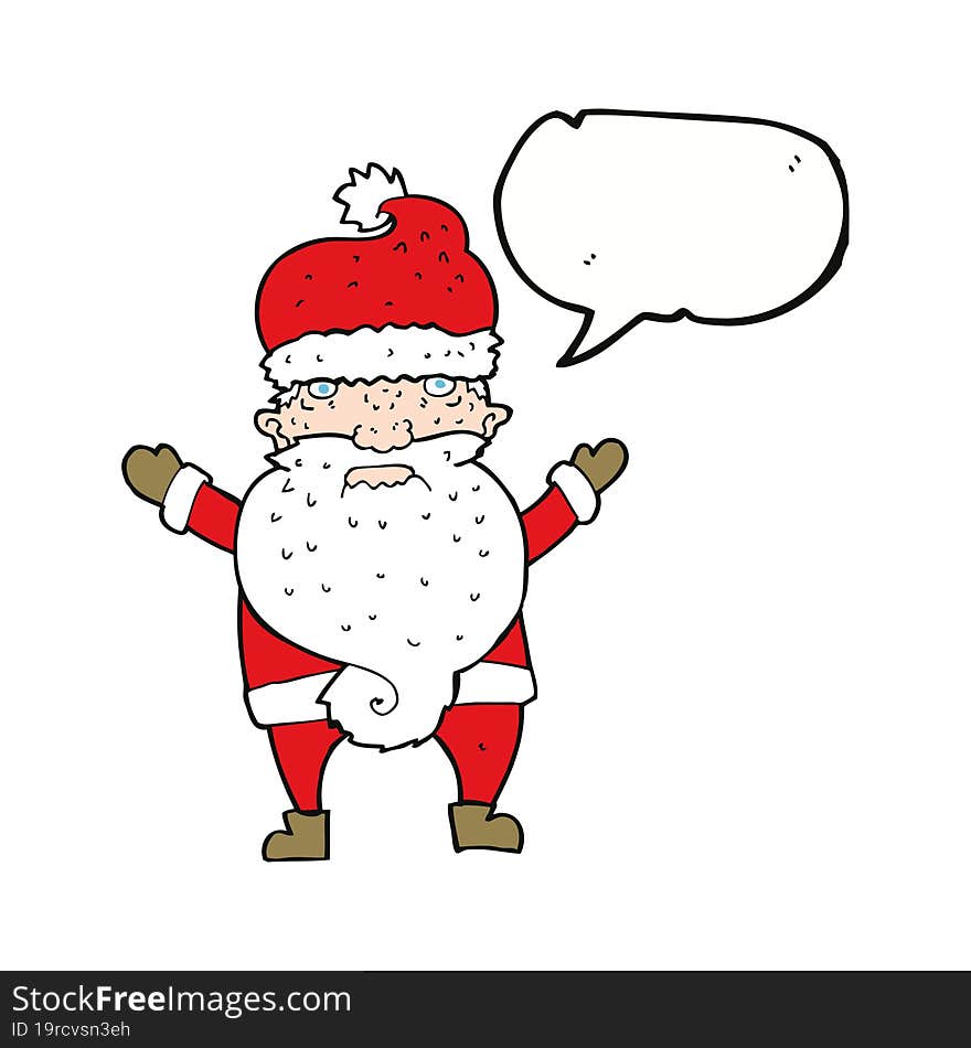 Cartoon Grumpy Santa With Speech Bubble