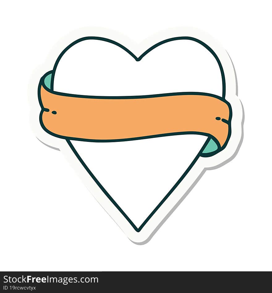 sticker of tattoo in traditional style of a heart and banner. sticker of tattoo in traditional style of a heart and banner