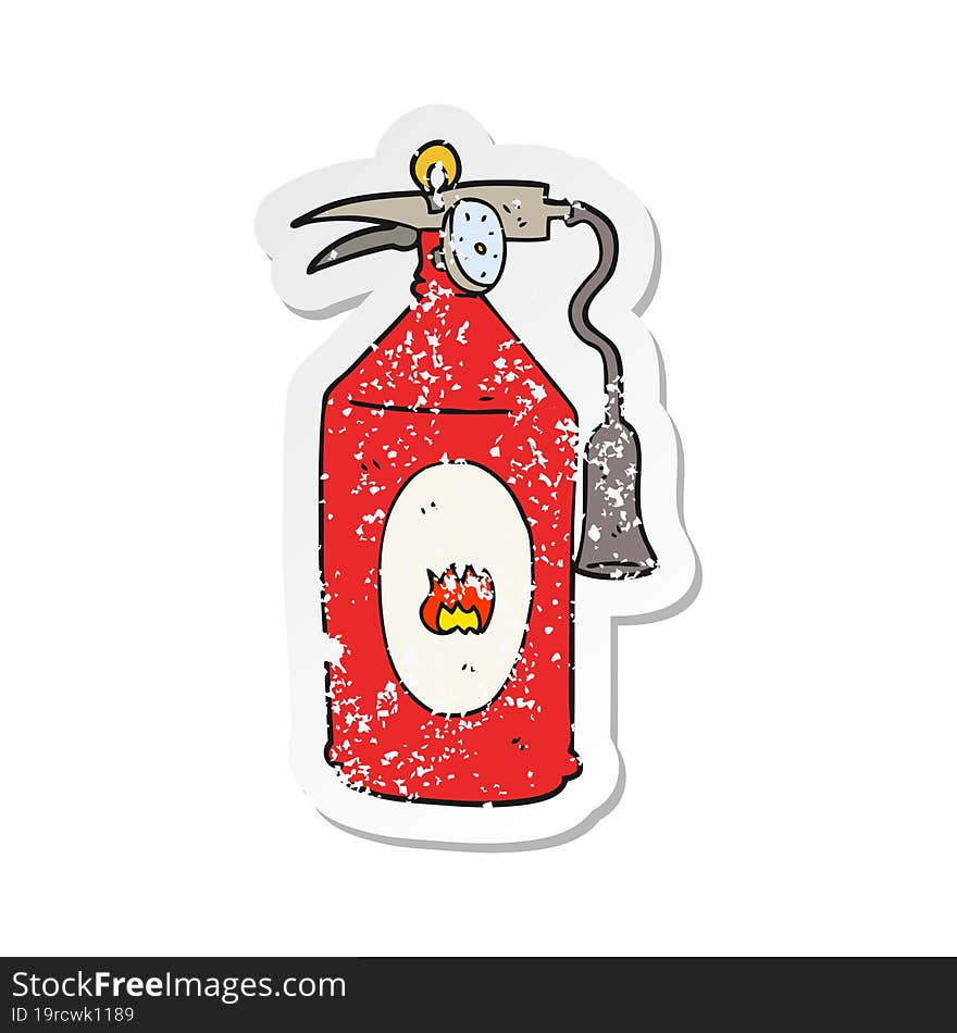 Retro Distressed Sticker Of A Cartoon Fire Extinguisher