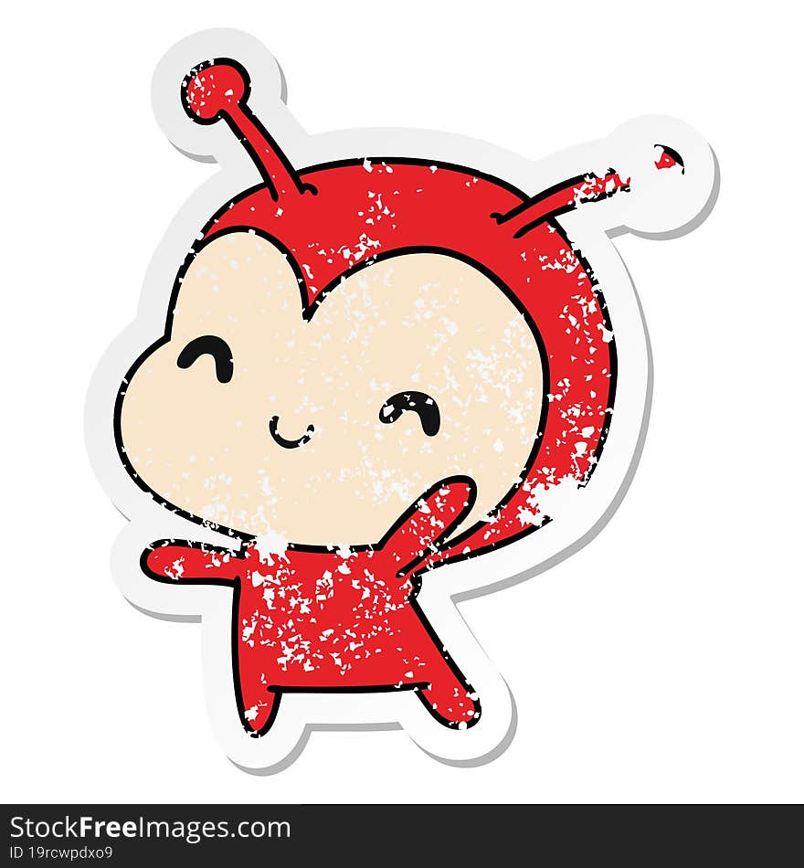 Distressed Sticker Cartoon Kawaii Of A Cute Lady Bug