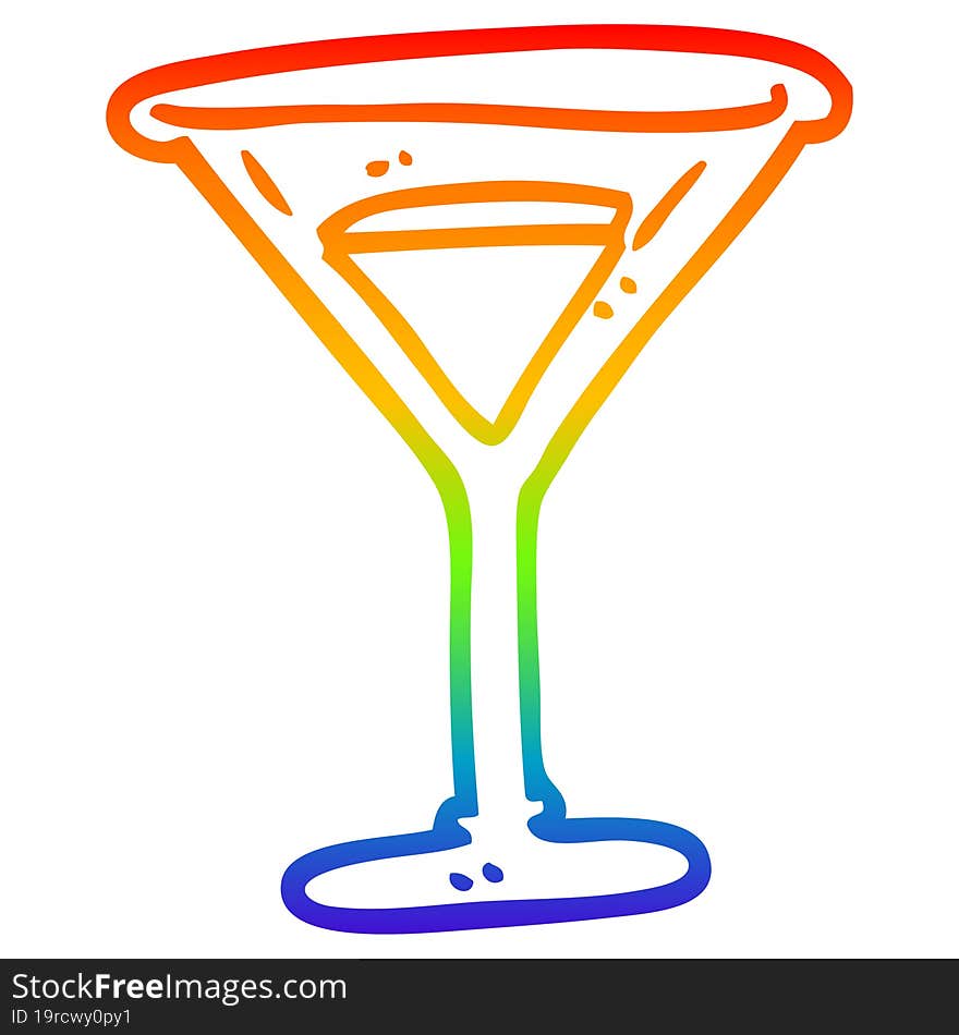 Rainbow Gradient Line Drawing Cartoon Red Cocktail