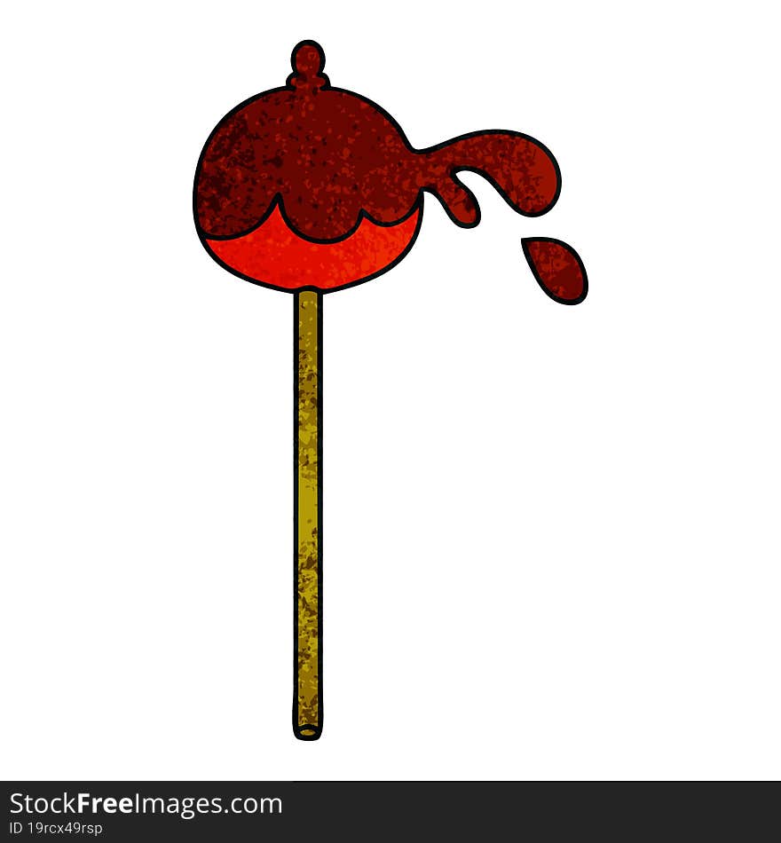 quirky hand drawn cartoon toffee apple