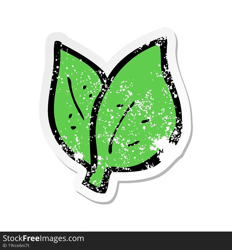 retro distressed sticker of a cartoon leaves symbol