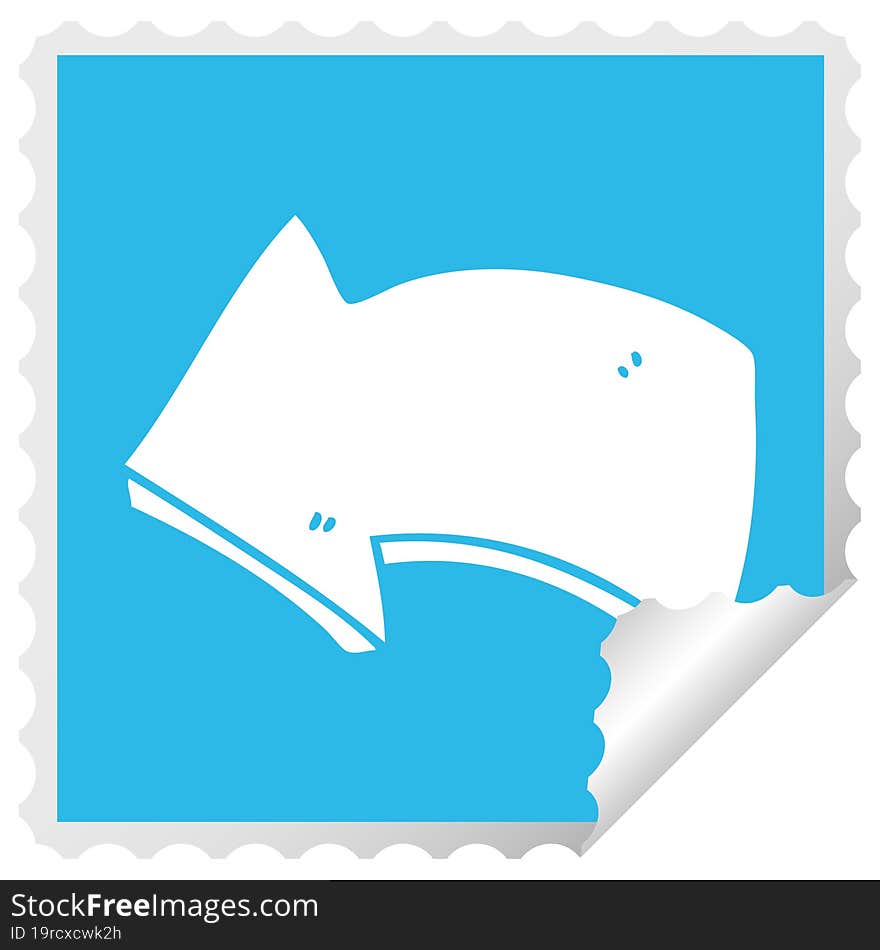 quirky square peeling sticker cartoon arrow