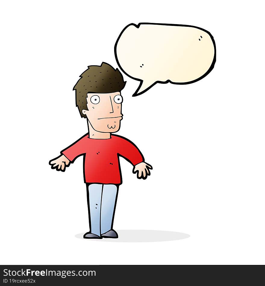 Cartoon Worried Man With Speech Bubble