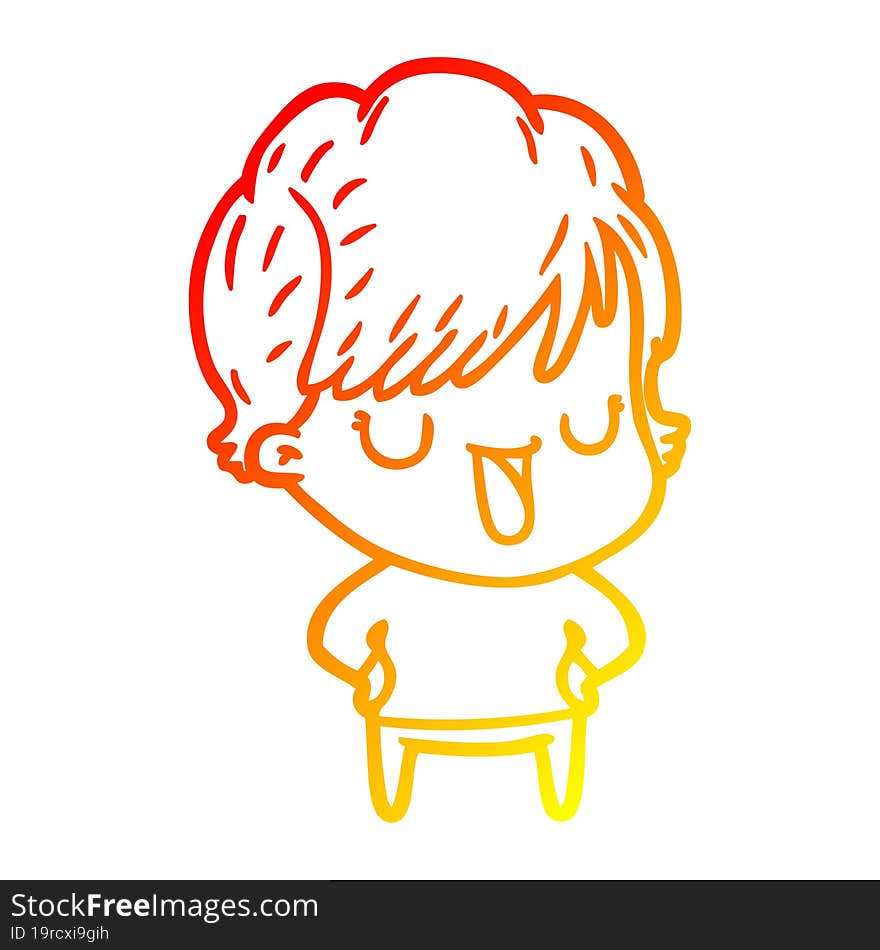 warm gradient line drawing cartoon woman talking