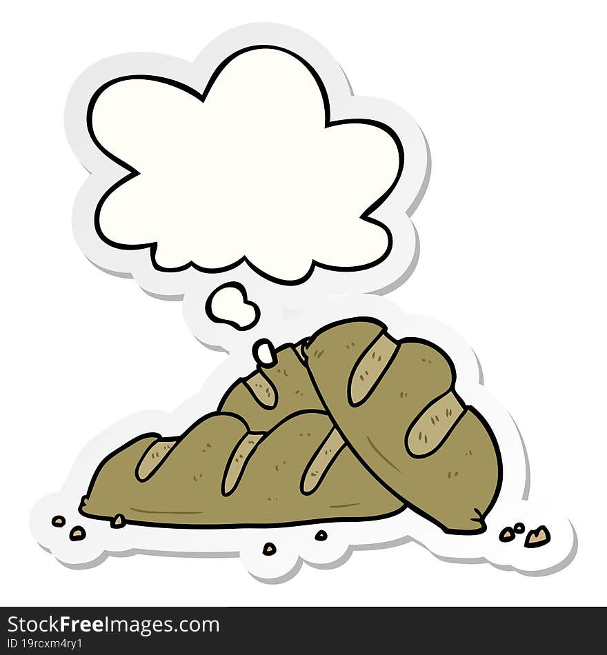 cartoon loaves of bread and thought bubble as a printed sticker