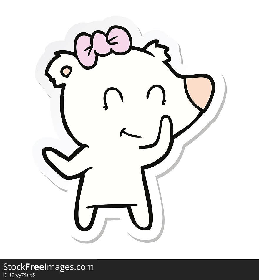 sticker of a female polar bear cartoon