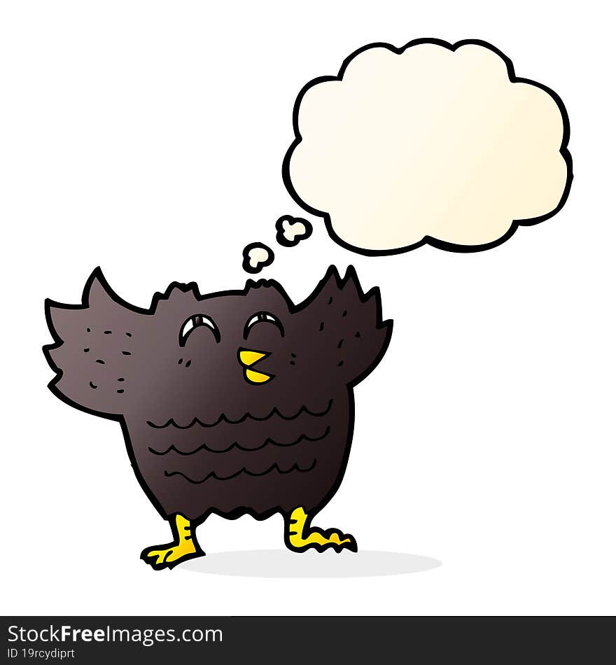 Cartoon Black Bird With Thought Bubble